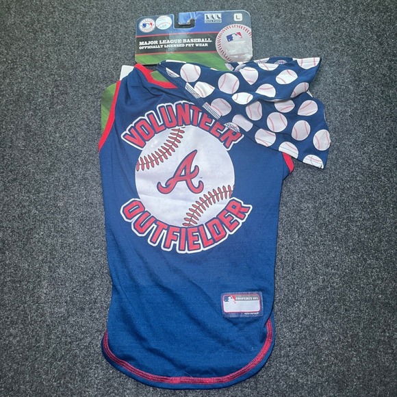 Pets First Other - Pets First MLB Atlanta Braves Pet Tank & Bandana Set Large Blue New Baseball